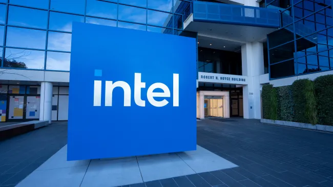 Intel sign outside of company office
